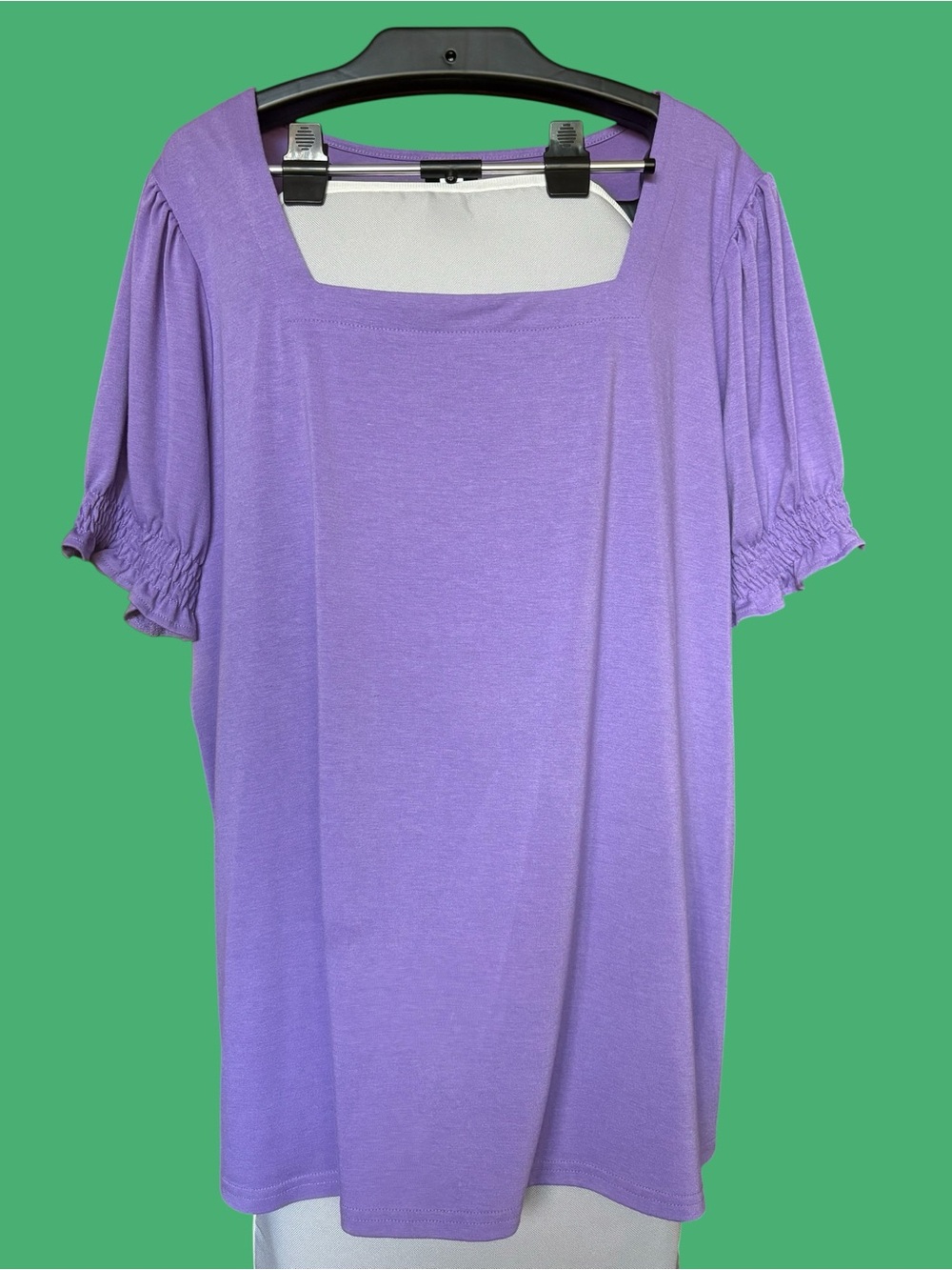 Square Neck Lavender Puff Sleeve Blouse